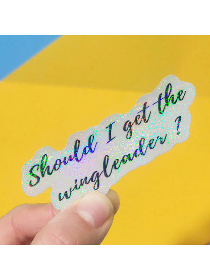 1pc 3" Fourth Wing Sticker,Should I Get The Wingleader Sticker,Sparkle Overlay Holographic Waterproof Vinyl Book Inspired For Kindle,Laptop,Bottle,Window,Fridge,Car Bumper,Water Bottle, Journal,Funny
