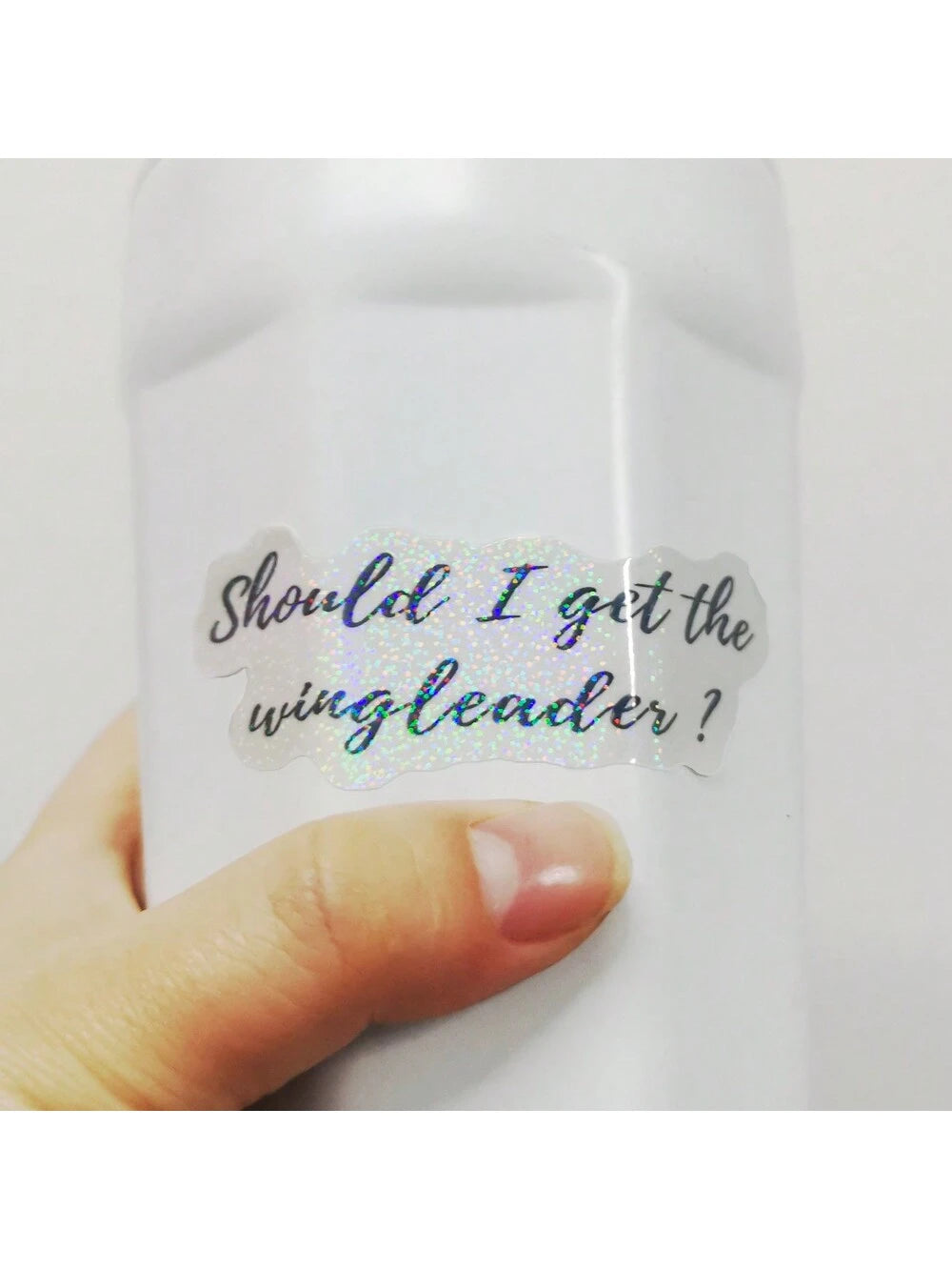 1pc 3" Fourth Wing Sticker,Should I Get The Wingleader Sticker,Sparkle Overlay Holographic Waterproof Vinyl Book Inspired For Kindle,Laptop,Bottle,Window,Fridge,Car Bumper,Water Bottle, Journal,Funny