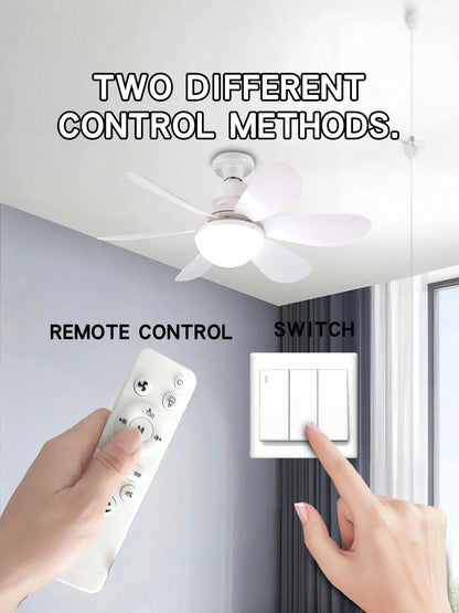 1pc 30W Dimmable LED Ceiling Fan Light With Remote Control, 6 Blades, Quiet Operation, 3 Color Temperatures, 3 Wind Speeds, Timer Function, Suitable For Bedroom, Living Room, Kitchen