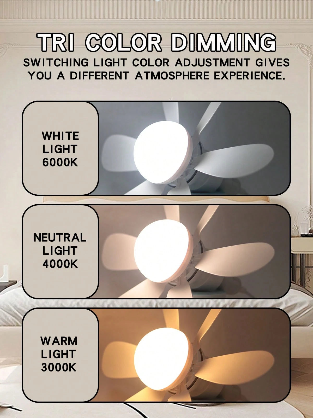 1pc 30W Dimmable LED Ceiling Fan Light With Remote Control, 6 Blades, Quiet Operation, 3 Color Temperatures, 3 Wind Speeds, Timer Function, Suitable For Bedroom, Living Room, Kitchen