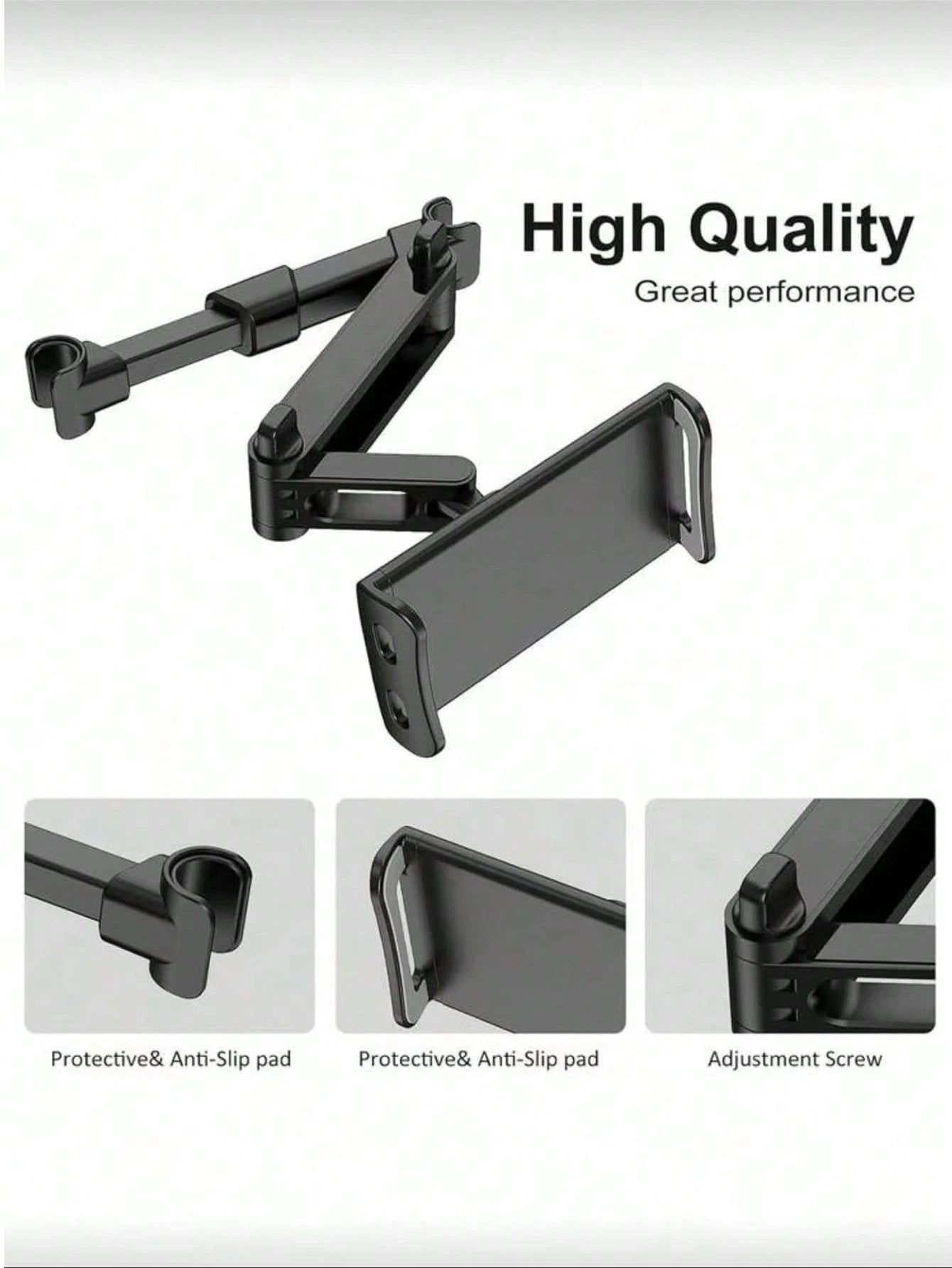 1pc 360° Adjustable Car Headrest Mount Holder, Compatible With 4" To 11" Tablets, Phones, Air/Mini, Tabs And Switch, Essential For Road Trips