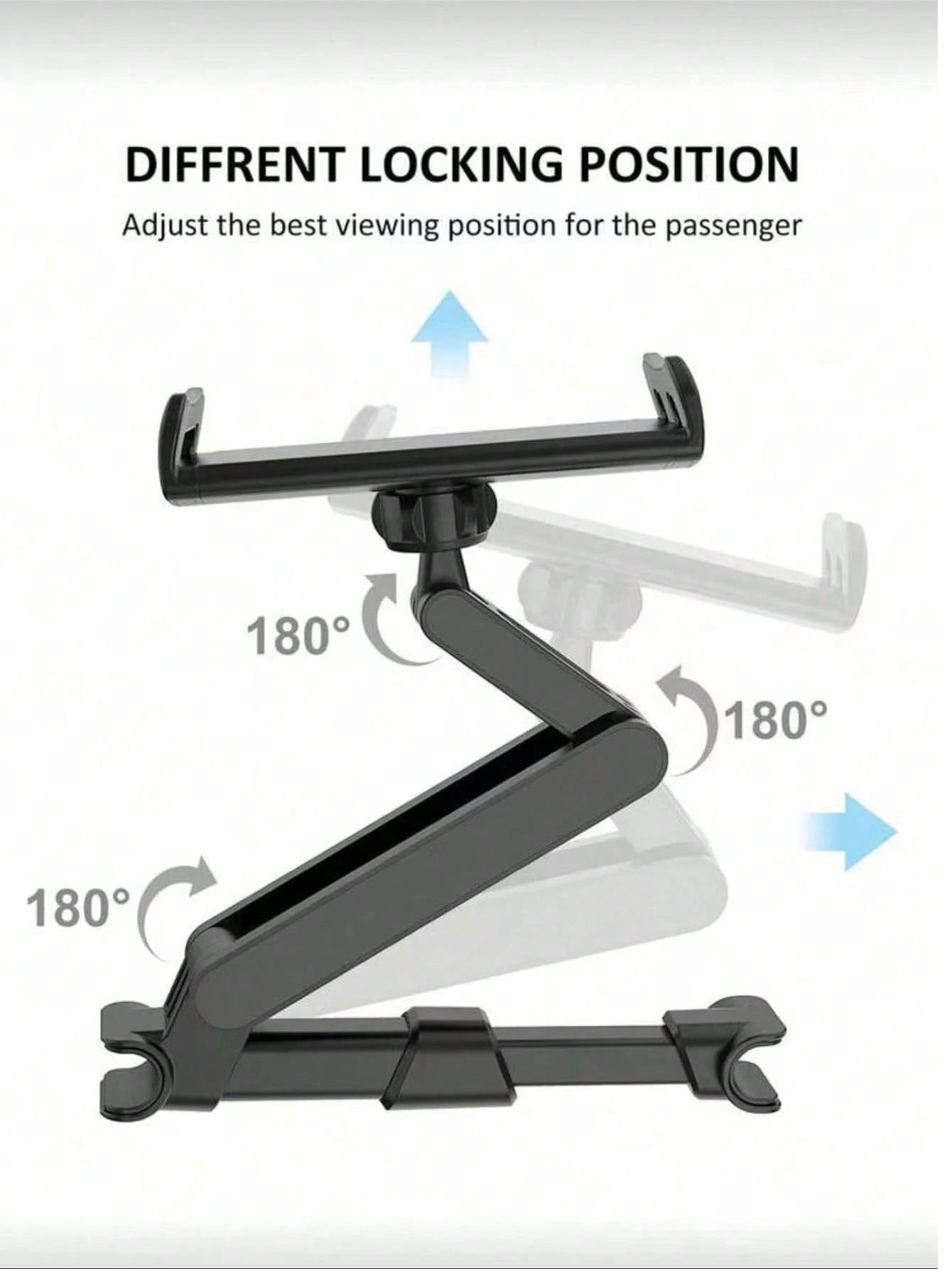 1pc 360° Adjustable Car Headrest Mount Holder, Compatible With 4" To 11" Tablets, Phones, Air/Mini, Tabs And Switch, Essential For Road Trips