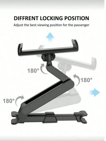 1pc 360° Adjustable Car Headrest Mount Holder, Compatible With 4" To 11" Tablets, Phones, Air/Mini, Tabs And Switch, Essential For Road Trips