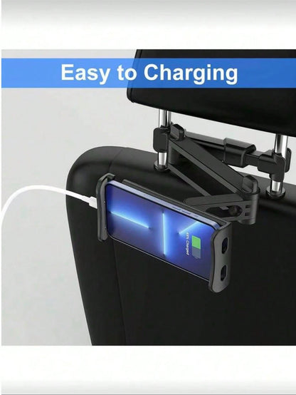 1pc 360° Adjustable Car Headrest Mount Holder, Compatible With 4" To 11" Tablets, Phones, Air/Mini, Tabs And Switch, Essential For Road Trips
