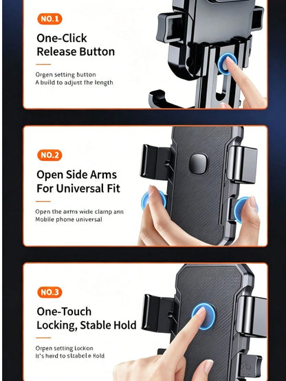 1pc 360 Degree Rotatable Mobile Phone Holder, Durable ABS, Dashboard Mount, Large Size Car Center Console Suction Cup Mobile Navigation Bracket, Adjustable Arm And Clamp, For Cars, Trucks, Engineering