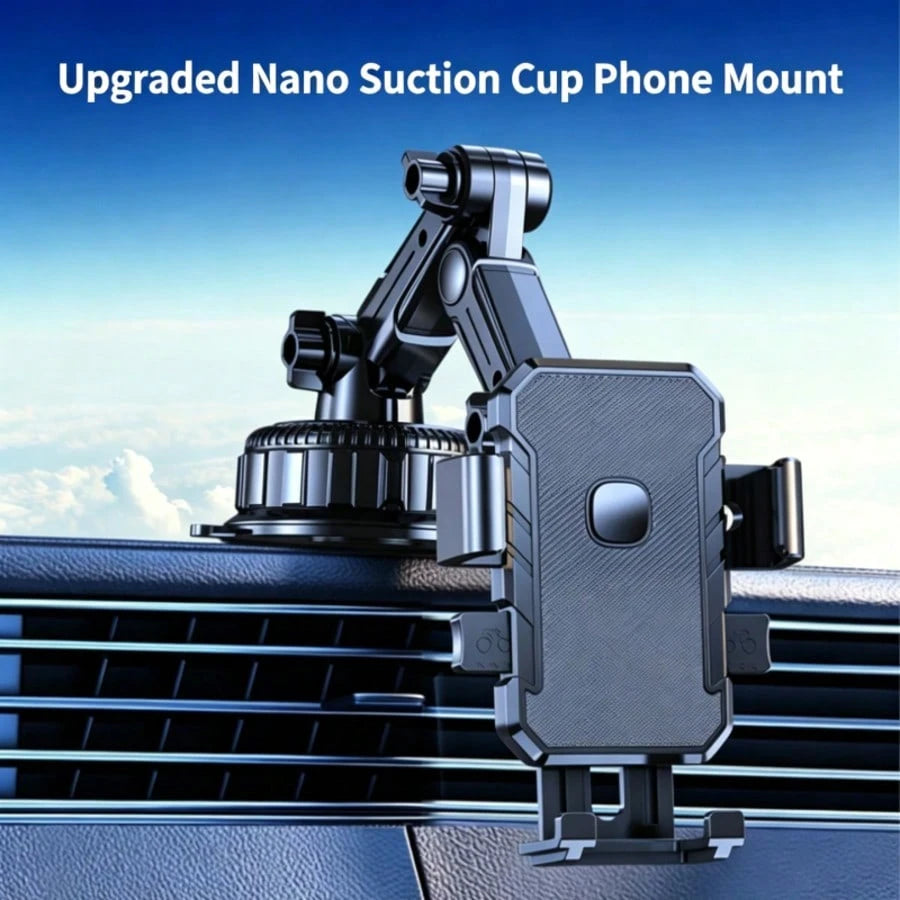 1pc 360 Degree Rotatable Mobile Phone Holder, Durable ABS, Dashboard Mount, Large Size Car Center Console Suction Cup Mobile Navigation Bracket, Adjustable Arm And Clamp, For Cars, Trucks, Engineering