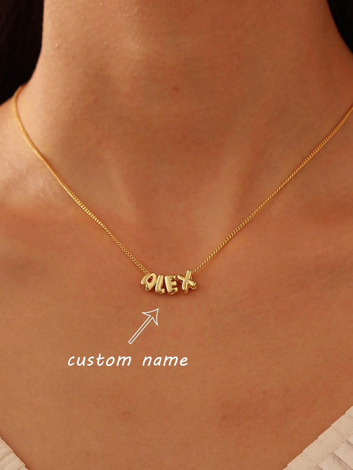1pc 3D Bubble Name Necklace, Bubble Initial Charm Personalized Jewelry Gift, Customized Nameplate Necklace For Her, Mom, Girlfriend, Suitable For Wedding, Valentine's Day, Mother's Day, Graduation, Bi