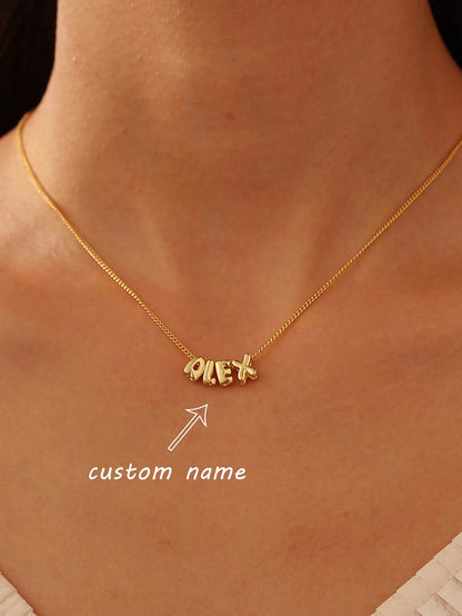 1pc 3D Bubble Name Necklace, Bubble Initial Charm Personalized Jewelry Gift, Customized Nameplate Necklace For Her, Mom, Girlfriend, Suitable For Wedding, Valentine's Day, Mother's Day, Graduation, Bi