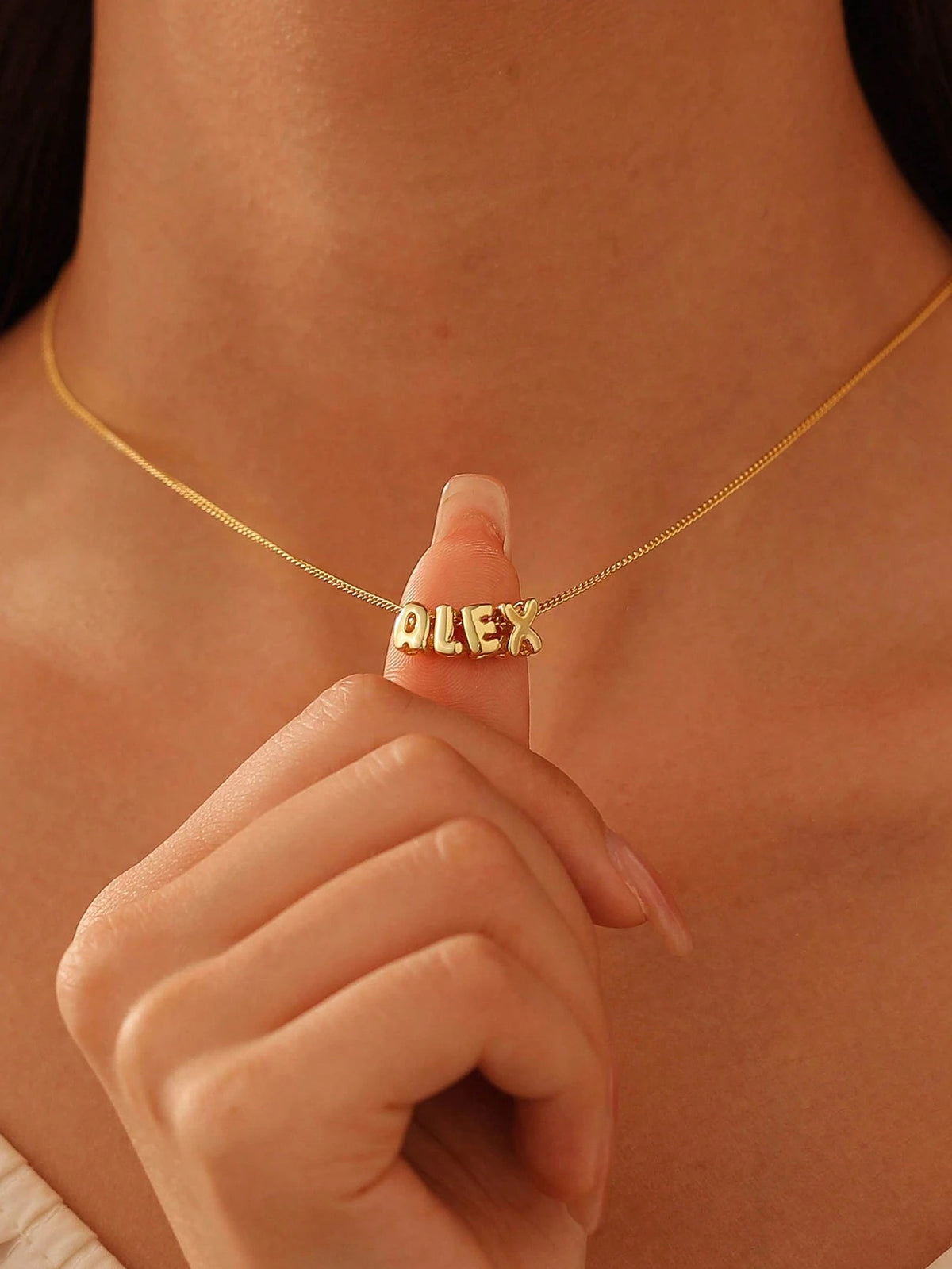 1pc 3D Bubble Name Necklace, Bubble Initial Charm Personalized Jewelry Gift, Customized Nameplate Necklace For Her, Mom, Girlfriend, Suitable For Wedding, Valentine's Day, Mother's Day, Graduation, Bi