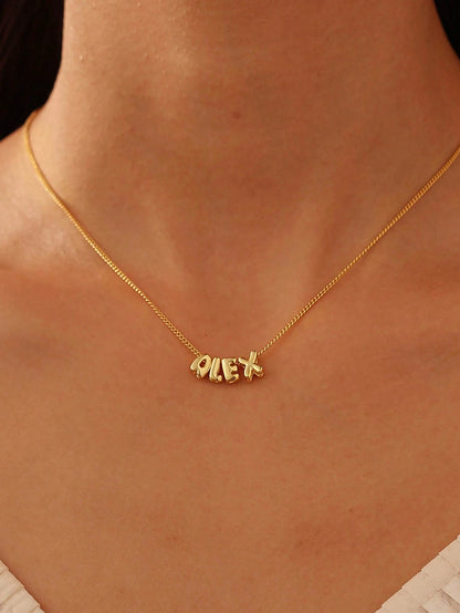 1pc 3D Bubble Name Necklace, Bubble Initial Charm Personalized Jewelry Gift, Customized Nameplate Necklace For Her, Mom, Girlfriend, Suitable For Wedding, Valentine's Day, Mother's Day, Graduation, Bi