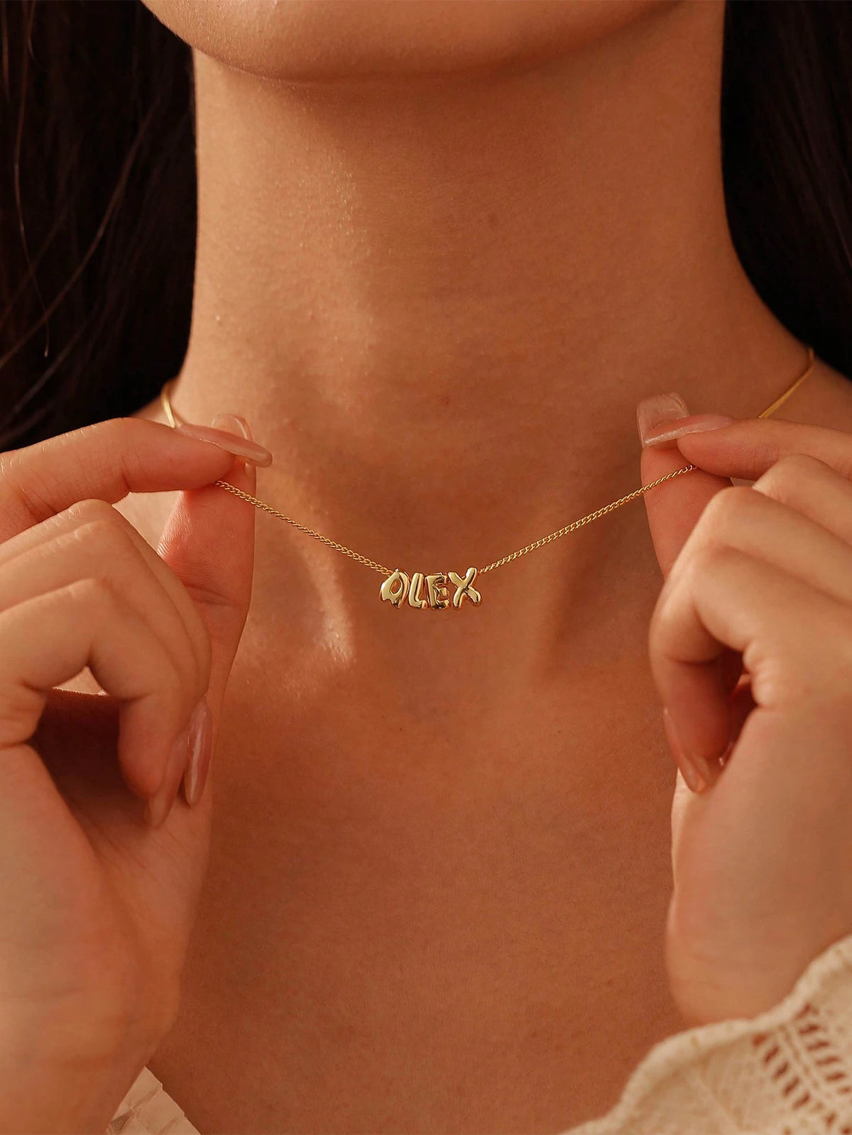 1pc 3D Bubble Name Necklace, Bubble Initial Charm Personalized Jewelry Gift, Customized Nameplate Necklace For Her, Mom, Girlfriend, Suitable For Wedding, Valentine's Day, Mother's Day, Graduation, Bi