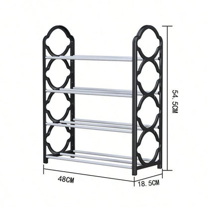 1pc 4-Layer Entryway Furniture Shoe Rack, Multifunctional Simple Storage Rack And Shoe Organizer, Metal Steel Pipe And Plastic Bracket, Space Saving, Easy To Install, Suitable For Corridors, Entrances
