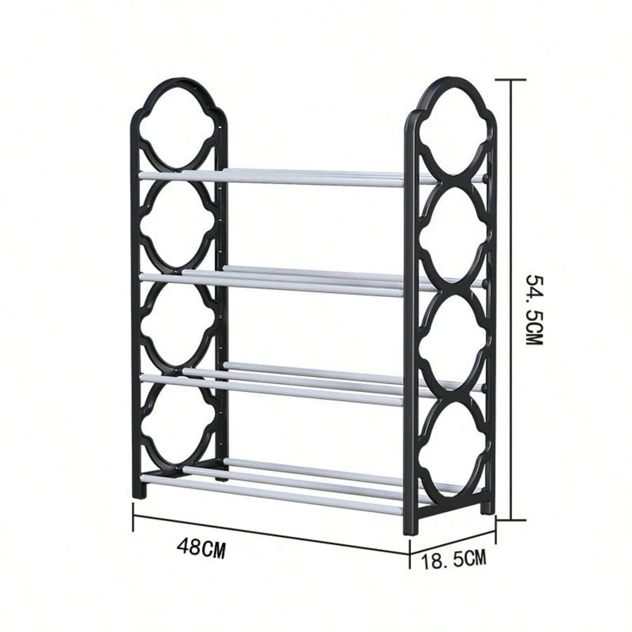 1pc 4-Layer Entryway Furniture Shoe Rack, Multifunctional Simple Storage Rack And Shoe Organizer, Metal Steel Pipe And Plastic Bracket, Space Saving, Easy To Install, Suitable For Corridors, Entrances