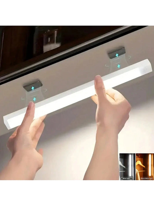 1pc 4in/8in/11.9in/19.8in Motion Sensor LED Light Bar, Warm & Cool Light, Body Activated, Rechargeable, Wireless, Slim, Suitable For Kitchen, Corridor, Wardrobe, Adjustable Brightness Cabinet Light