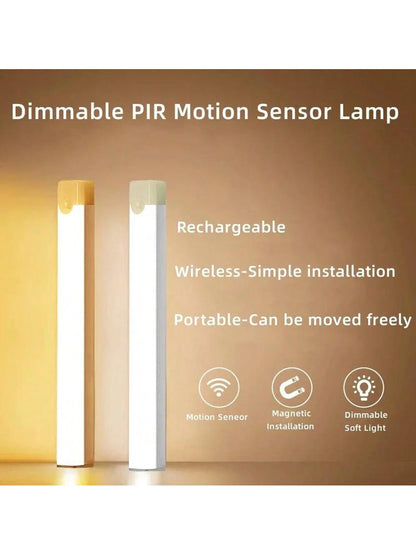 1pc 4in/8in/11.9in/19.8in Motion Sensor LED Light Bar, Warm & Cool Light, Body Activated, Rechargeable, Wireless, Slim, Suitable For Kitchen, Corridor, Wardrobe, Adjustable Brightness Cabinet Light