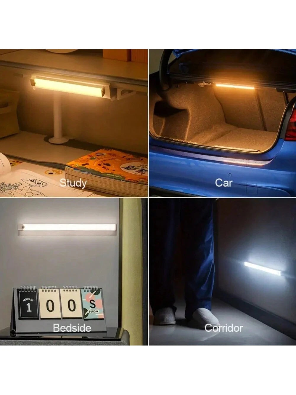 1pc 4in/8in/11.9in/19.8in Motion Sensor LED Light Bar, Warm & Cool Light, Body Activated, Rechargeable, Wireless, Slim, Suitable For Kitchen, Corridor, Wardrobe, Adjustable Brightness Cabinet Light
