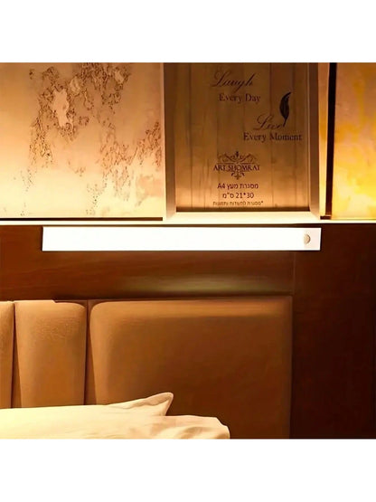 1pc 4in/8in/11.9in/19.8in Motion Sensor LED Light Bar, Warm & Cool Light, Body Activated, Rechargeable, Wireless, Slim, Suitable For Kitchen, Corridor, Wardrobe, Adjustable Brightness Cabinet Light