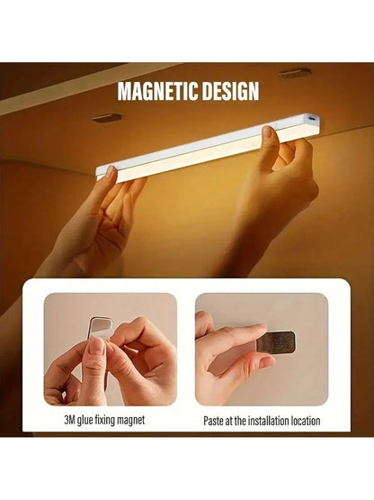 1pc 4in/8in/11.9in/19.8in Motion Sensor LED Light Bar, Warm & Cool Light, Body Activated, Rechargeable, Wireless, Slim, Suitable For Kitchen, Corridor, Wardrobe, Adjustable Brightness Cabinet Light