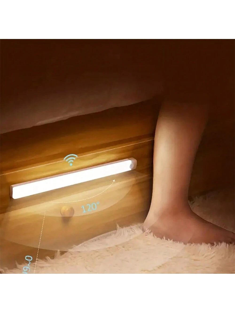 1pc 4in/8in/11.9in/19.8in Motion Sensor LED Light Bar, Warm & Cool Light, Body Activated, Rechargeable, Wireless, Slim, Suitable For Kitchen, Corridor, Wardrobe, Adjustable Brightness Cabinet Light