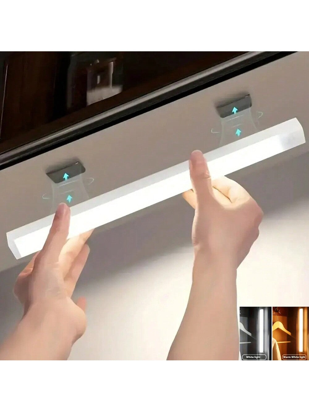 1pc 4in/8in/11.9in/19.8in Motion Sensor LED Light Bar, Warm & Cool Light, Body Activated, Rechargeable, Wireless, Slim, Suitable For Kitchen, Corridor, Wardrobe, Adjustable Brightness Cabinet Light