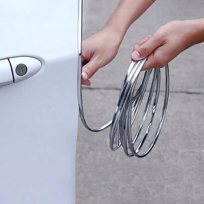1pc 5m Car Door Edge Guard Trim, Bright Finish Scratch Protection Bumper Strip For Car Hood, Trunk, Door