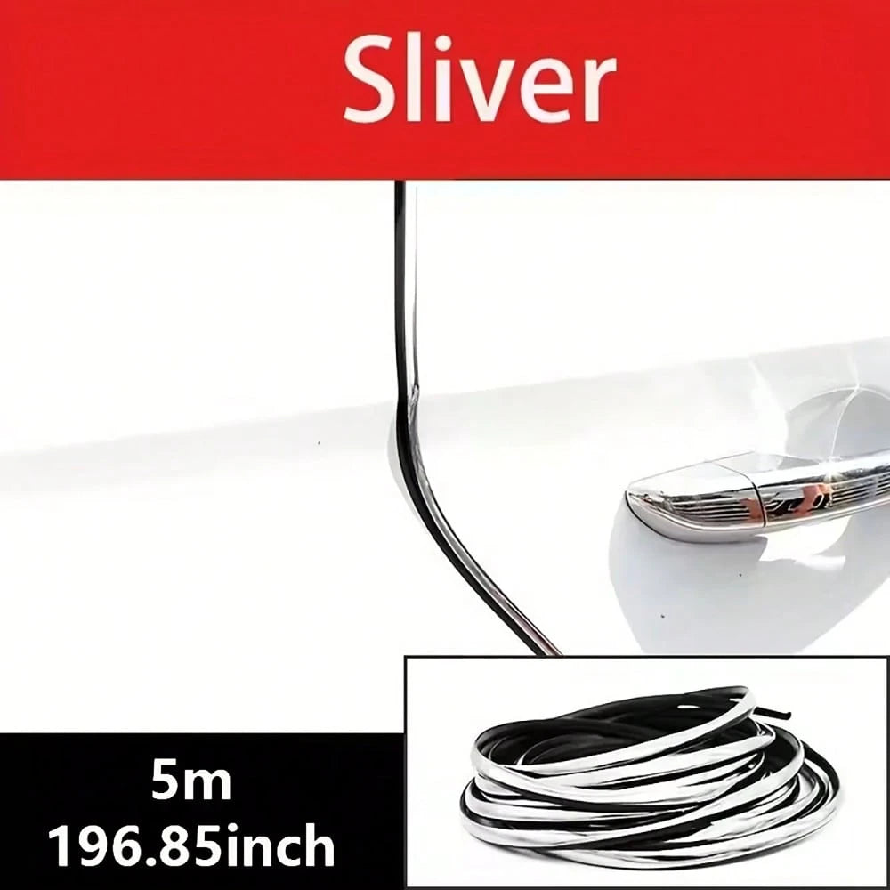 1pc 5m Car Door Edge Guard Trim, Bright Finish Scratch Protection Bumper Strip For Car Hood, Trunk, Door