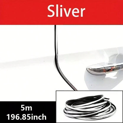 1pc 5m Car Door Edge Guard Trim, Bright Finish Scratch Protection Bumper Strip For Car Hood, Trunk, Door