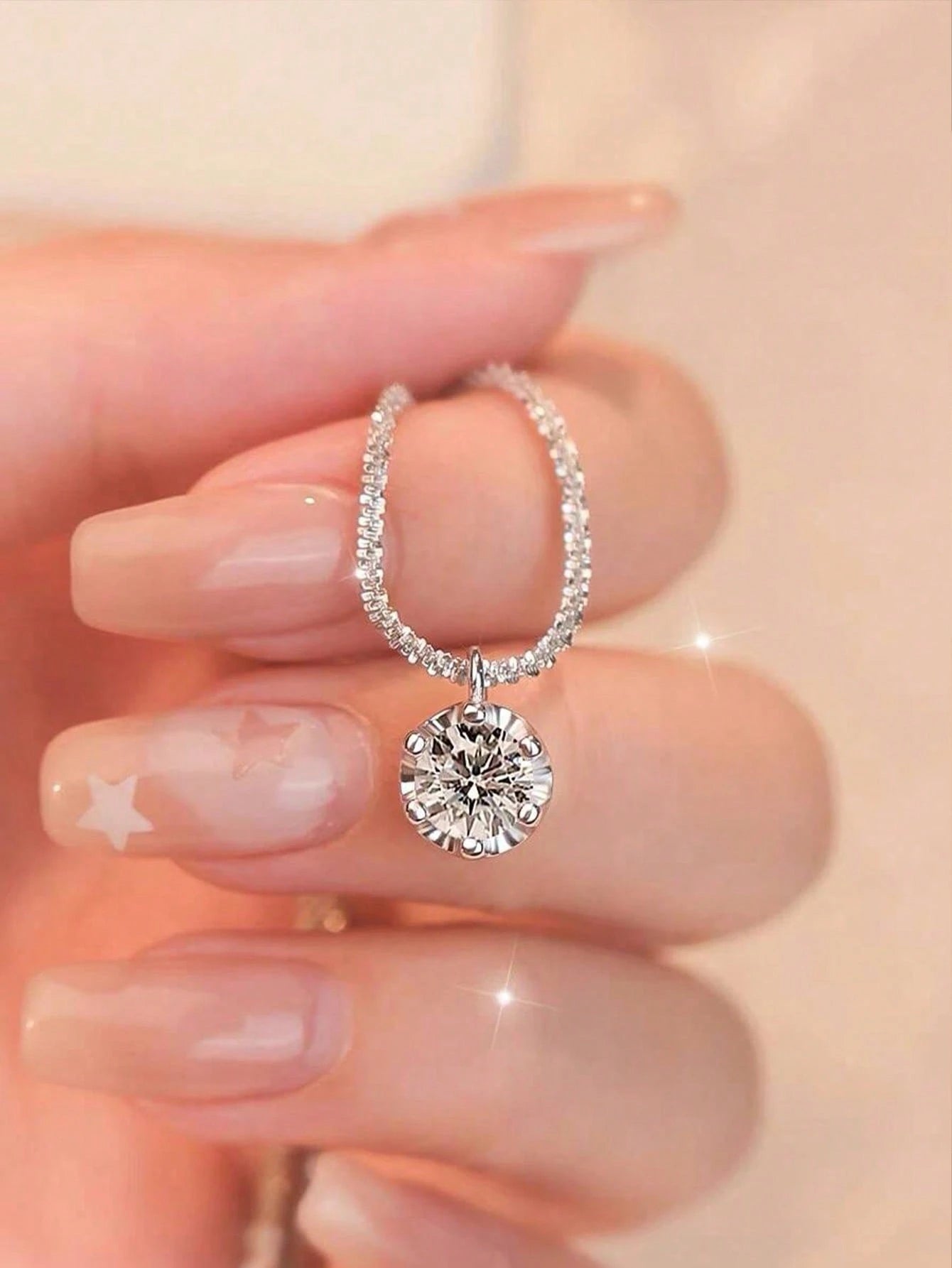 1pc 925 Sterling Silver 1 Carat 6-Prong Round D-Color Moissanite Diamond Pendant Necklace, Suitable For Women Wedding Bride Jewelry Party Gift Engagement Eternal Promise Necklace, Exquisite Jewelry