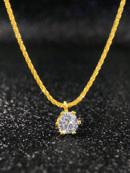 1pc 925 Sterling Silver 1 Carat 6-Prong Round D-Color Moissanite Diamond Pendant Necklace, Suitable For Women Wedding Bride Jewelry Party Gift Engagement Eternal Promise Necklace, Exquisite Jewelry