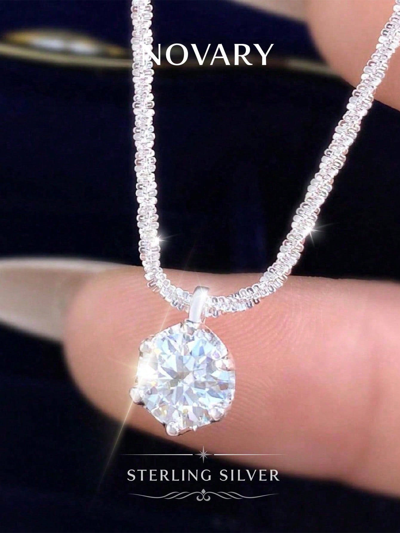 1pc 925 Sterling Silver 1 Carat 6-Prong Round D-Color Moissanite Diamond Pendant Necklace, Suitable For Women Wedding Bride Jewelry Party Gift Engagement Eternal Promise Necklace, Exquisite Jewelry