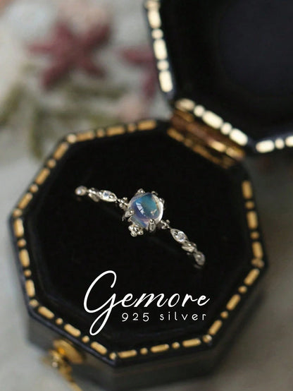 1pc 925 Sterling Silver Delicate Lace Moonstone Ring, Exquisite Women's Jewelry, Mother's Day Gift, Daily Wear
