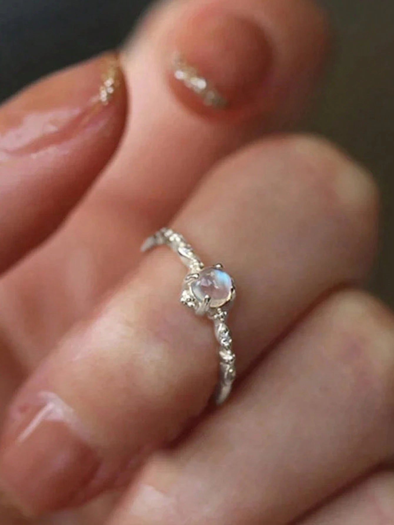 1pc 925 Sterling Silver Delicate Lace Moonstone Ring, Exquisite Women's Jewelry, Mother's Day Gift, Daily Wear