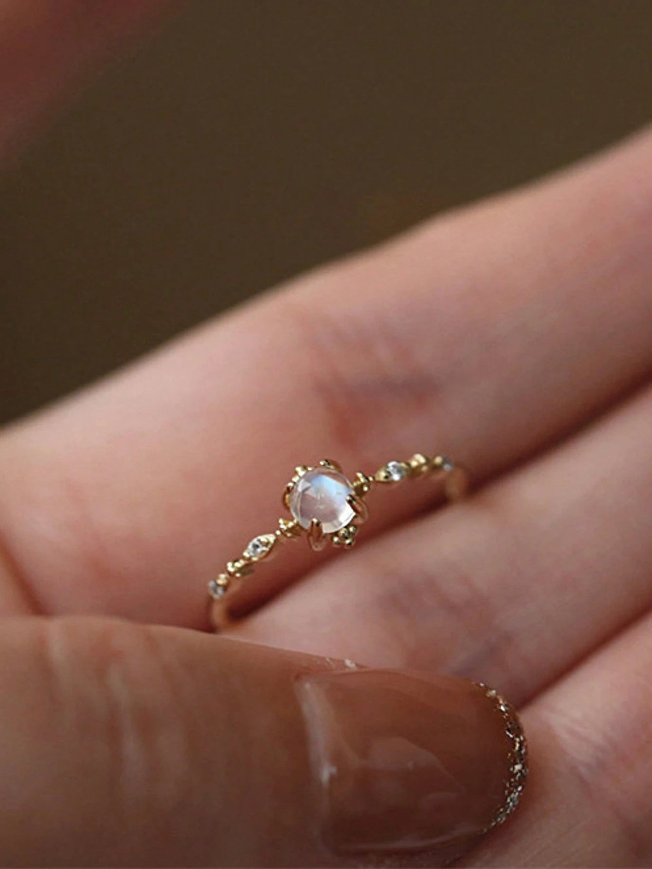 1pc 925 Sterling Silver Delicate Lace Moonstone Ring, Exquisite Women's Jewelry, Mother's Day Gift, Daily Wear