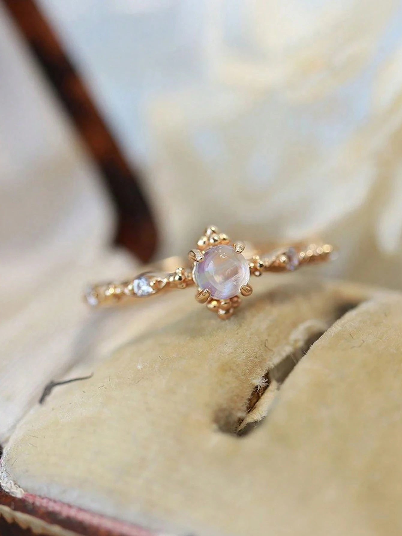 1pc 925 Sterling Silver Delicate Lace Moonstone Ring, Exquisite Women's Jewelry, Mother's Day Gift, Daily Wear