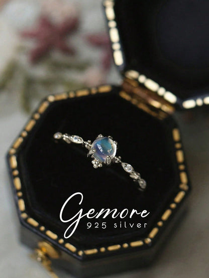 1pc 925 Sterling Silver Delicate Lace Moonstone Ring, Exquisite Women's Jewelry, Mother's Day Gift, Daily Wear