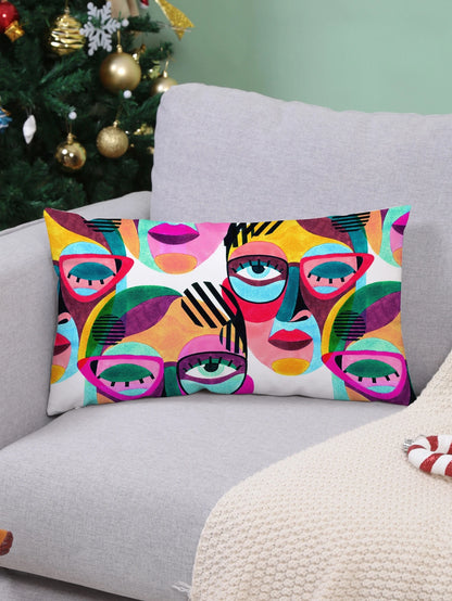 1PC Abstract Figure Graphic Cushion Cover Without Filler, Modern Fabric Decorative Square Cushion Cover For Bed, Sofa
