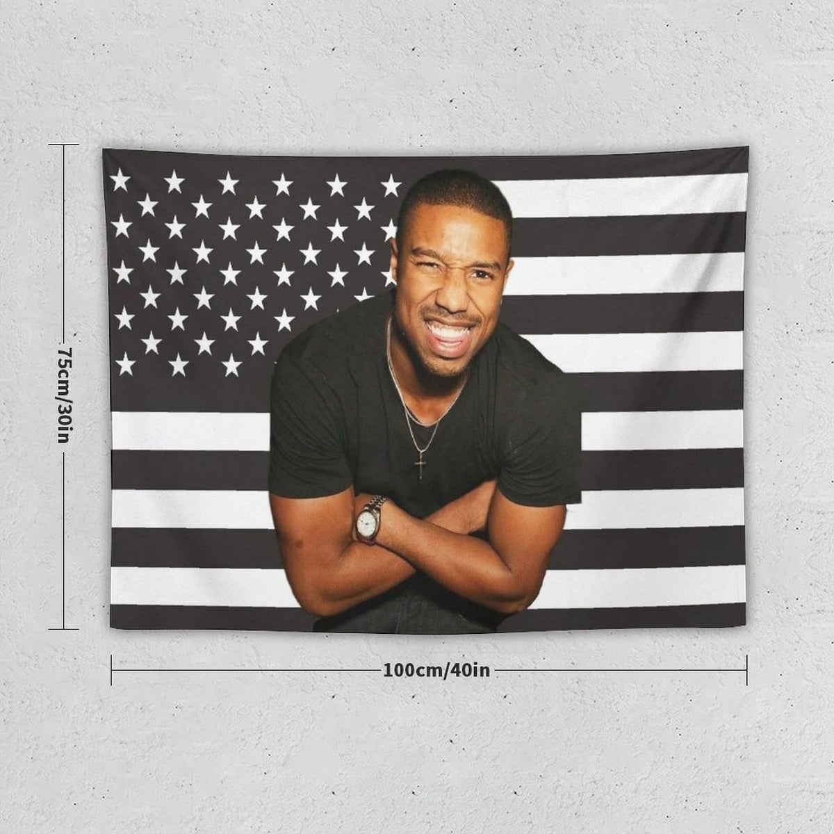 1PC Actor Michael B Jordans Printed American Flag Decorative Tapestry, Patriotic Star Spangled Banner Design, Suitable For Bedroom, Dormitory, And Living Room, Ideal Holiday Gift For Teenagers