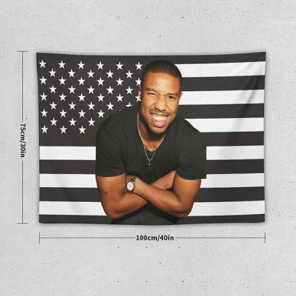 1PC Actor Michael B Jordans Printed American Flag Decorative Tapestry, Patriotic Star Spangled Banner Design, Suitable For Bedroom, Dormitory, And Living Room, Ideal Holiday Gift For Teenagers