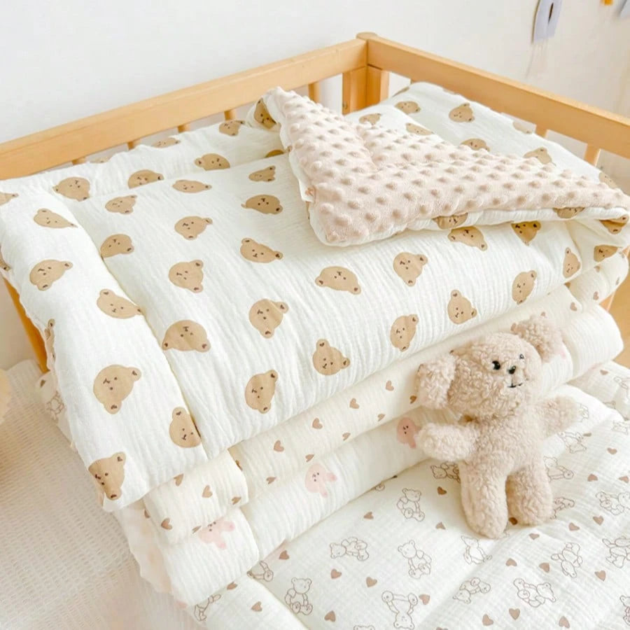 1pc All-Season Baby Blanket, Spring/Summer Air-Conditioned Room Baby Cover Blanket, Soft Dotted Fleece Material Mattress Pad, Kindergarten Bed Soft Pad, Reversible And Washable