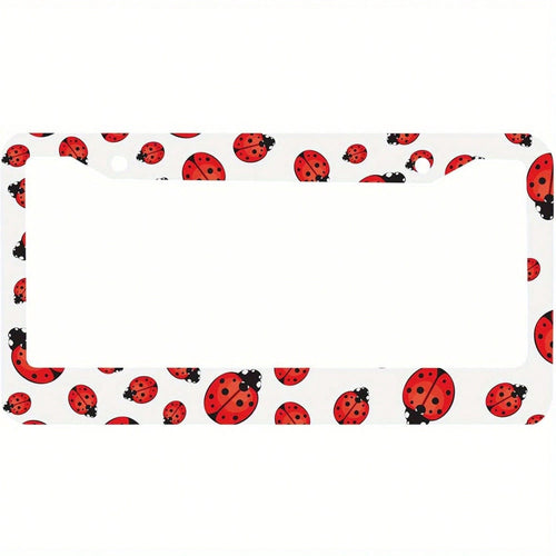 1PC Aluminum License Plate Frame With A Decorative Ladybug Design- Sturdy Metal Holder For Cars, Suitable For Both Men And Women, Features 2 Holes, Compatible With Standard US License Plates, Vehicle