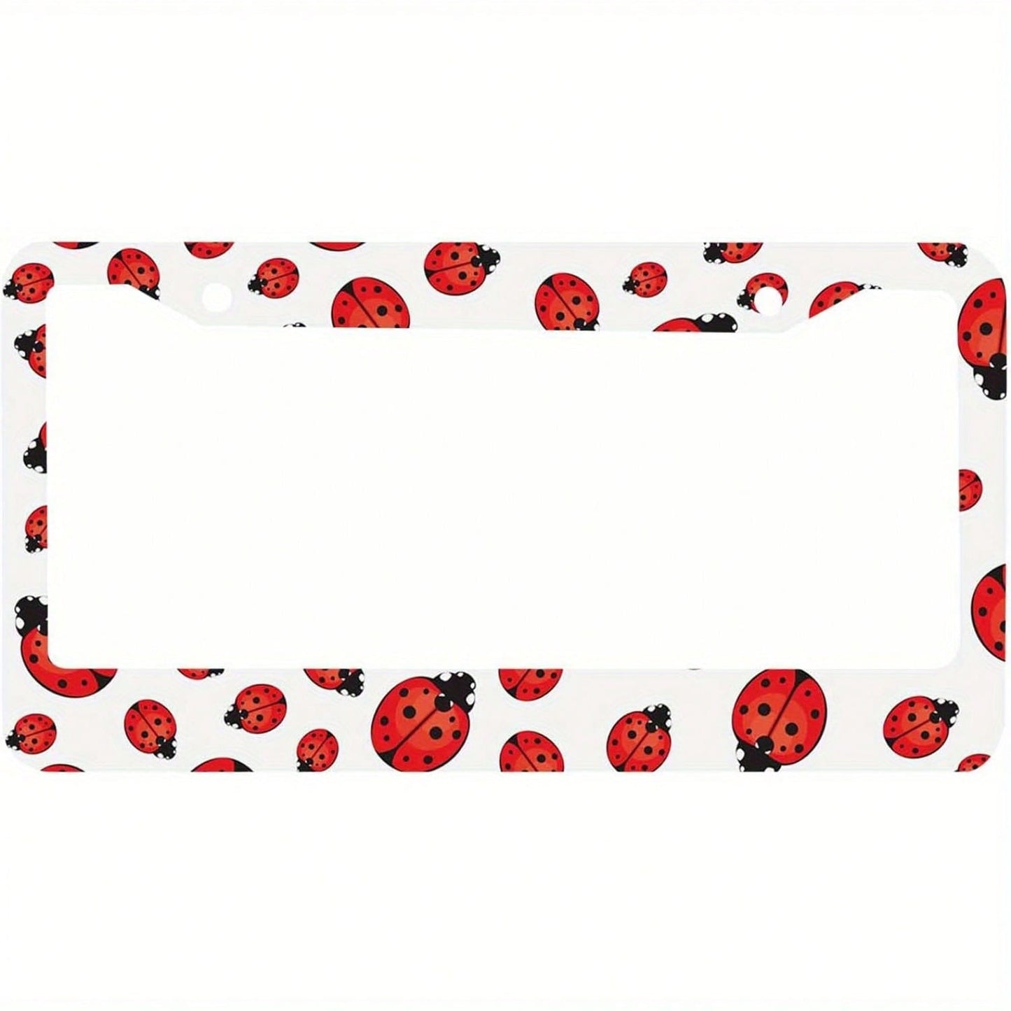 1PC Aluminum License Plate Frame With A Decorative Ladybug Design- Sturdy Metal Holder For Cars, Suitable For Both Men And Women, Features 2 Holes, Compatible With Standard US License Plates, Vehicle