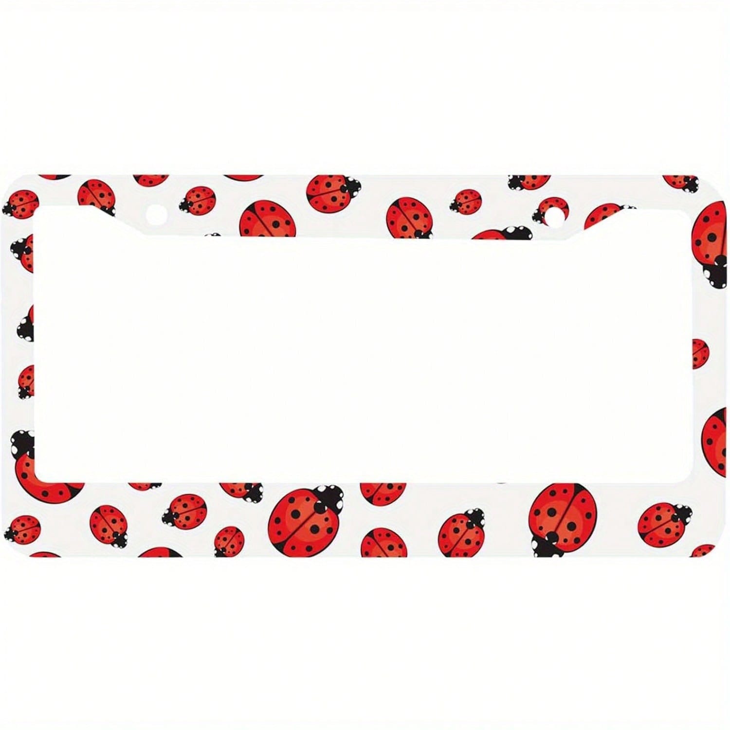 1PC Aluminum License Plate Frame With A Decorative Ladybug Design- Sturdy Metal Holder For Cars, Suitable For Both Men And Women, Features 2 Holes, Compatible With Standard US License Plates, Vehicle