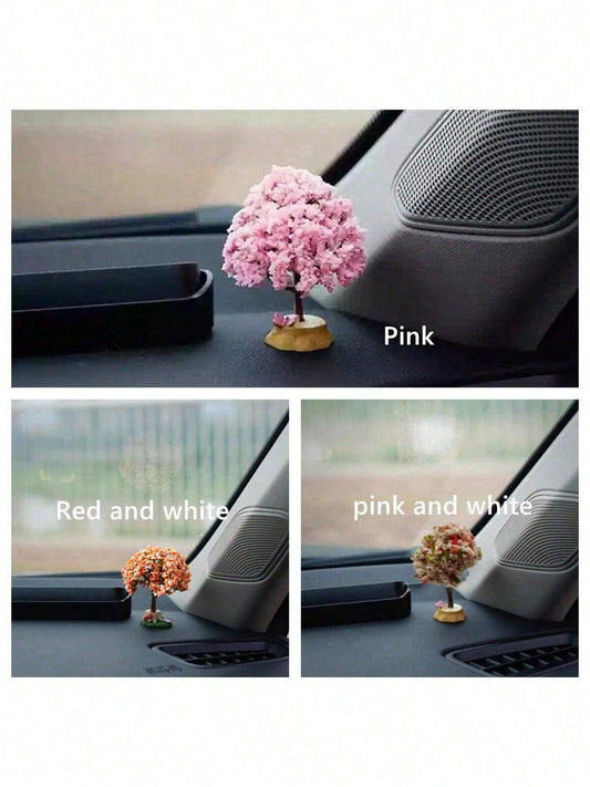 1pc Artificial Flower Tree Car Interior Decor Accessories, Variety Of Mini Love Tree Creative Car Ornaments, Dashboard Decoration