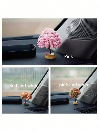 1pc Artificial Flower Tree Car Interior Decor Accessories, Variety Of Mini Love Tree Creative Car Ornaments, Dashboard Decoration