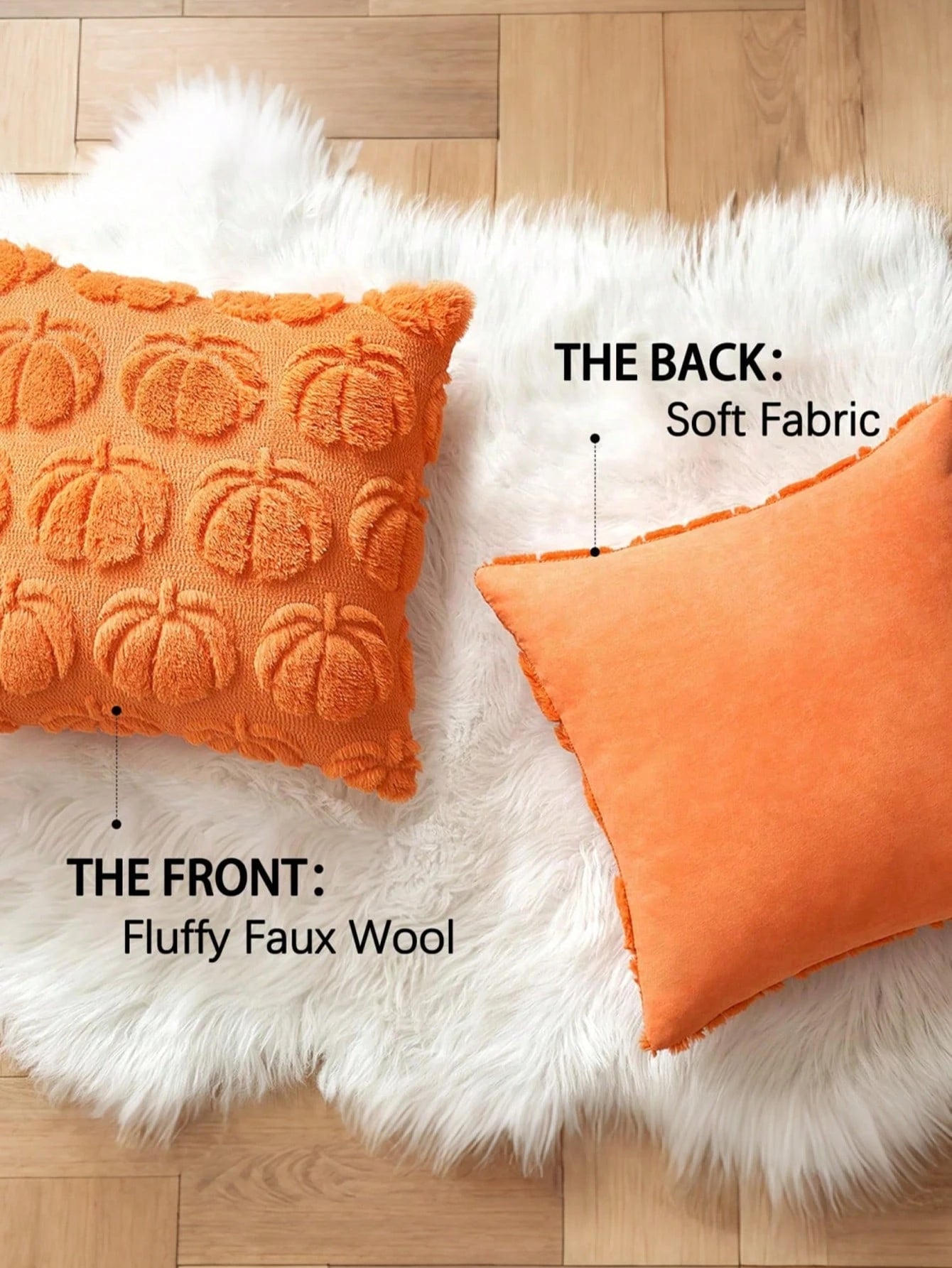 1pc Autumn Pillowcase, Autumn Decor, Autumn Rust Color Pumpkin Throw Pillow Cover, Decorative Pumpkin Pillowcase, Soft Faux Fur Faux Sheepskin Sofa Cushion Cover, Suitable For Chair, Sofa, Living Room