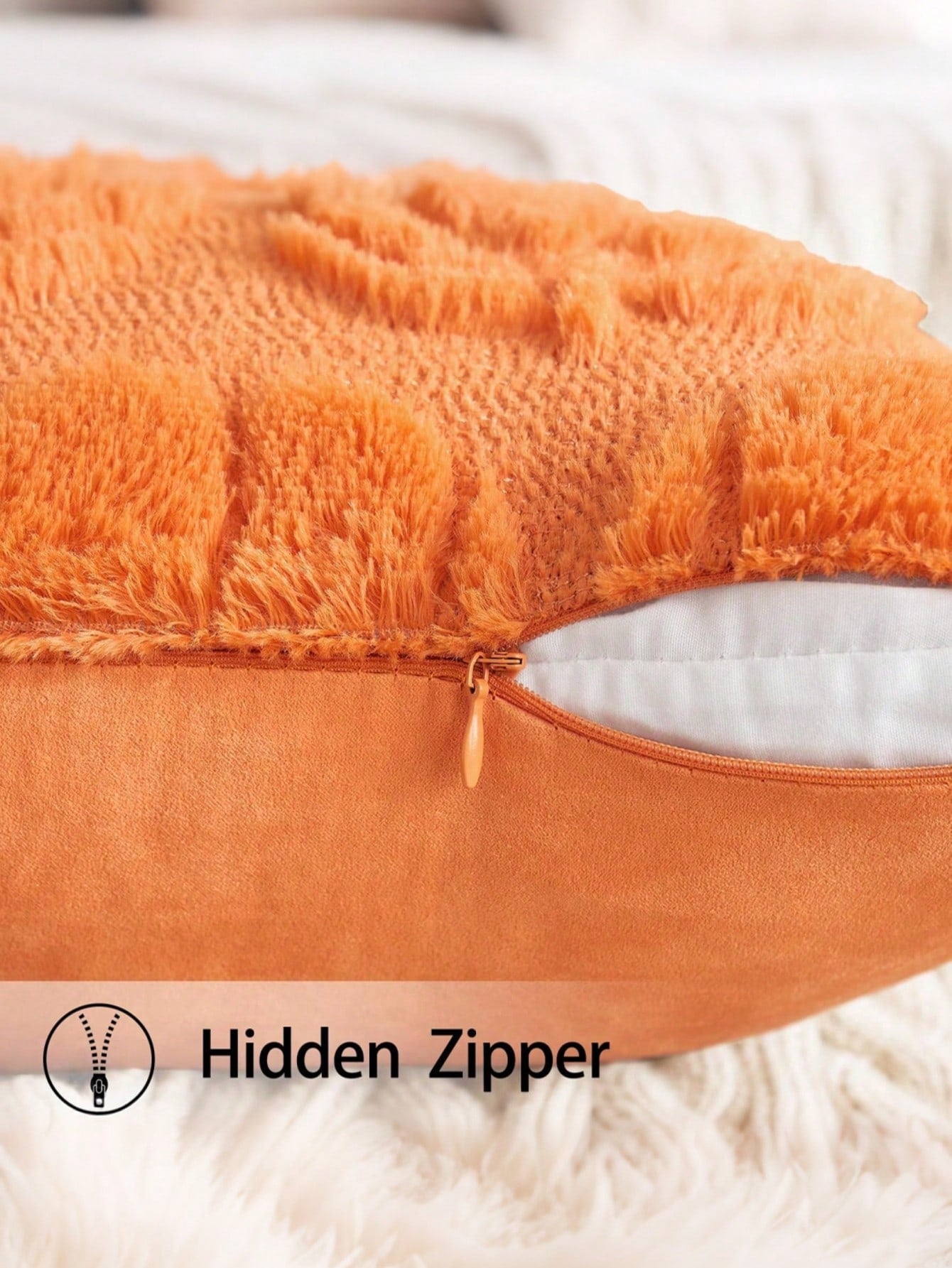 1pc Autumn Pillowcase, Autumn Decor, Autumn Rust Color Pumpkin Throw Pillow Cover, Decorative Pumpkin Pillowcase, Soft Faux Fur Faux Sheepskin Sofa Cushion Cover, Suitable For Chair, Sofa, Living Room
