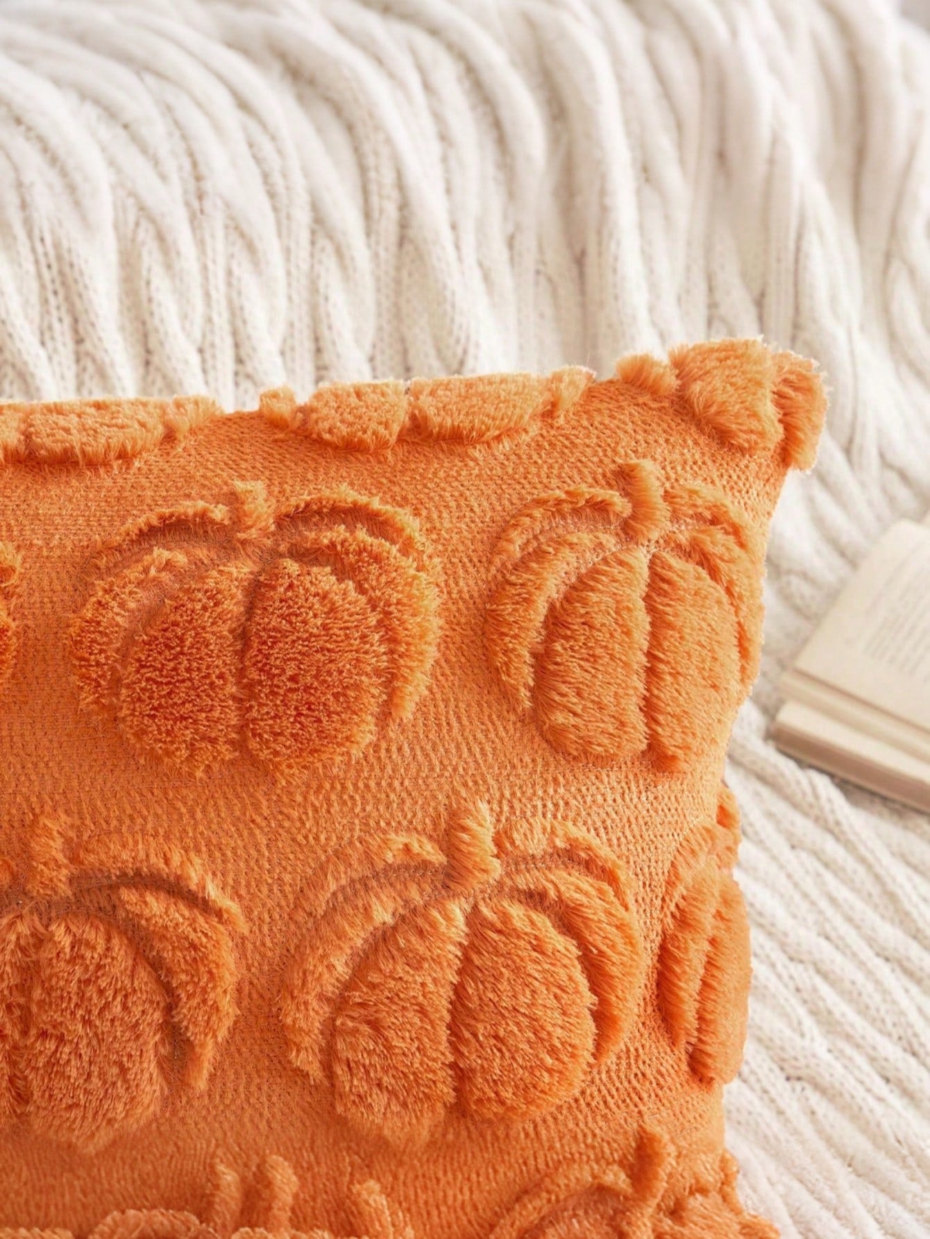 1pc Autumn Pillowcase, Autumn Decor, Autumn Rust Color Pumpkin Throw Pillow Cover, Decorative Pumpkin Pillowcase, Soft Faux Fur Faux Sheepskin Sofa Cushion Cover, Suitable For Chair, Sofa, Living Room