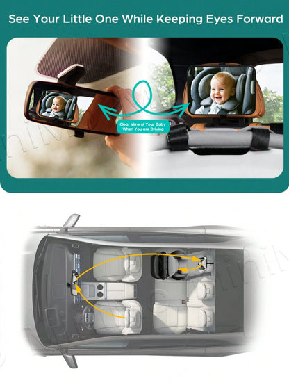 1PC Baby Car Mirror Acrylic Shatterproof Unbreakable Rear View For Rear Facing Infant With Wide Larger Crystal Clear View