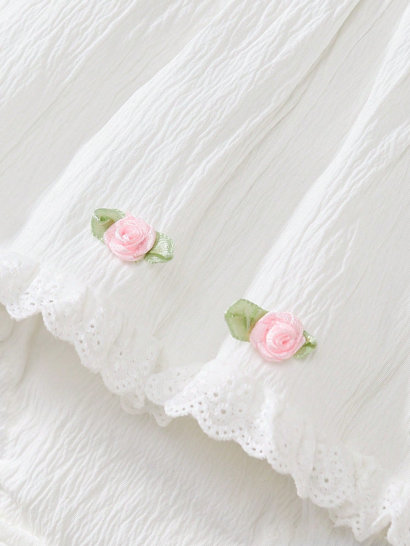1pc Baby Girls' Summer New Floral Embroidery Ruffle Collar Front Snap Romper
