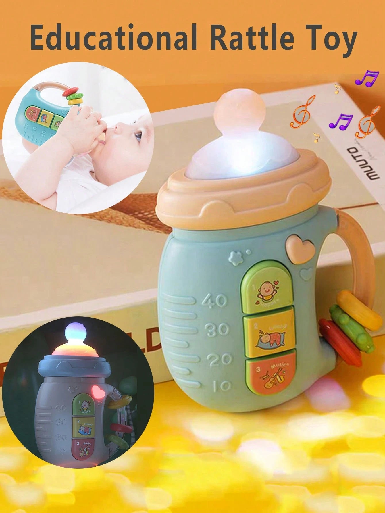 1pc Baby Pacifier Rattle Toy Educational With Light, Music And Sound For Soothing And Calming Infants, Newborns And Toddlers